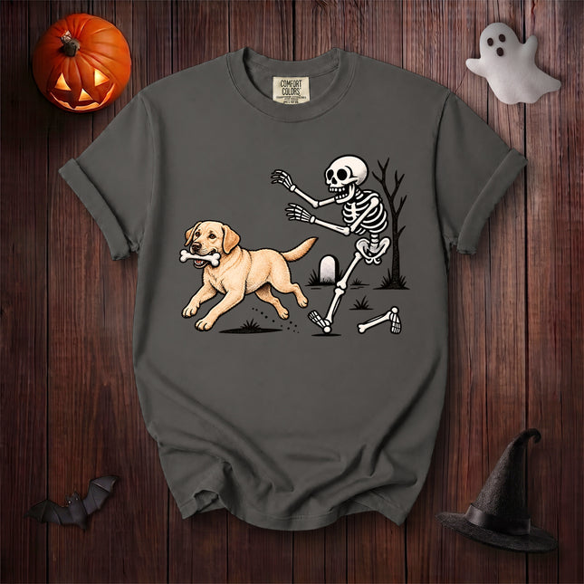 Comfort Colors Dog Halloween Skeleton Bone Chase Labrador T-Shirt