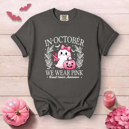 Comfort Colors Halloween Ghost Breast Cancer Awareness T-Shirt
