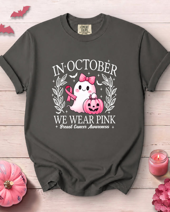 Comfort Colors Halloween Ghost Breast Cancer Awareness T-Shirt