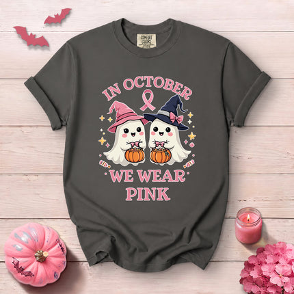 Comfort Colors Breast Cancer Awareness Halloween In October We Wear Pink T-Shirt