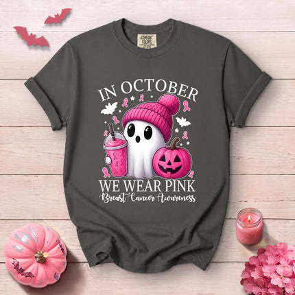 Comfort Colors Breast Cancer Awareness Pink Pumpkin October T-Shirt