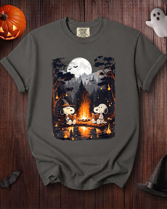 Comfort Colors Halloween Campfire Full Moon Spooky Forest T-Shirt