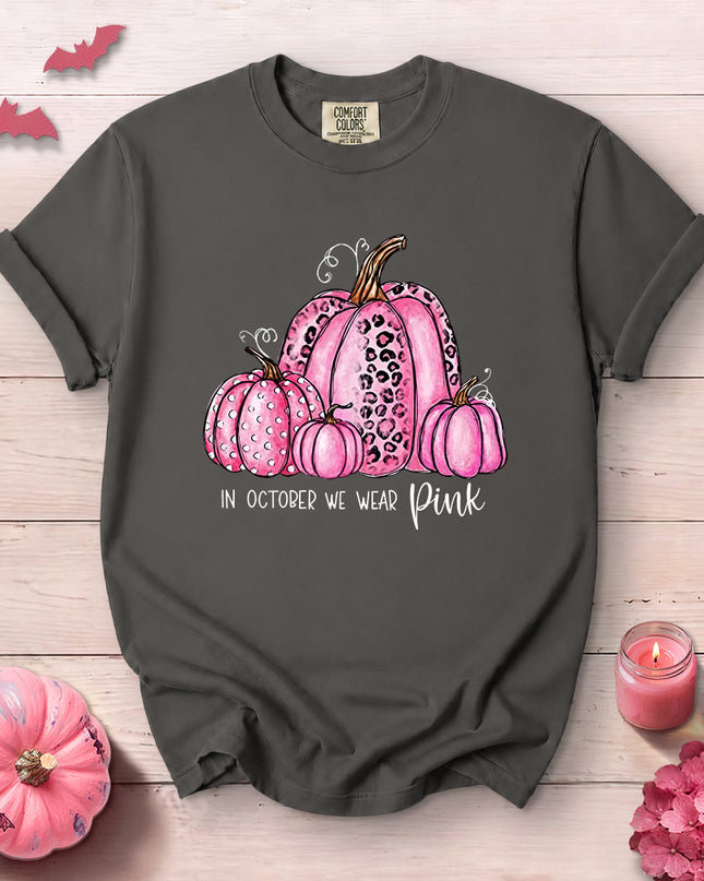 Comfort Colors Pink Pumpkin Breast Cancer Awareness Halloween T-Shirt