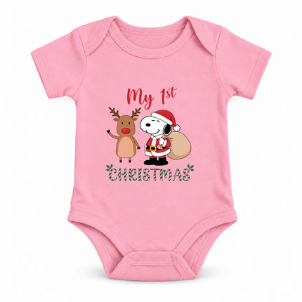 My First Christmas Reindeer Holiday Gift Sack Baby Bodysuit