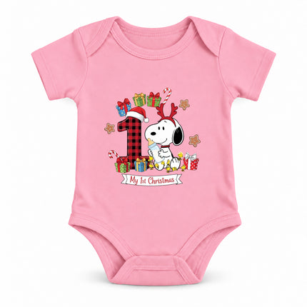 My 1st Christmas Buffalo Plaid Number One Baby Bodysuit