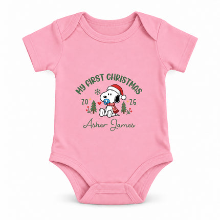 Personalized My First Christmas 2026 Custom Name Baby Bodysuit