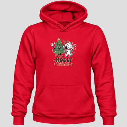 Holly Jolly Christmas Tree Candy Cane Retro Hoodie