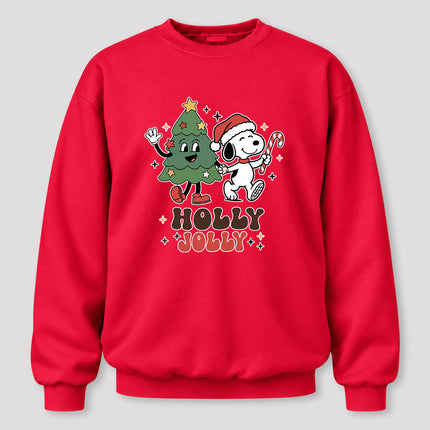Holly Jolly Christmas Tree Candy Cane Retro Sweatshirt
