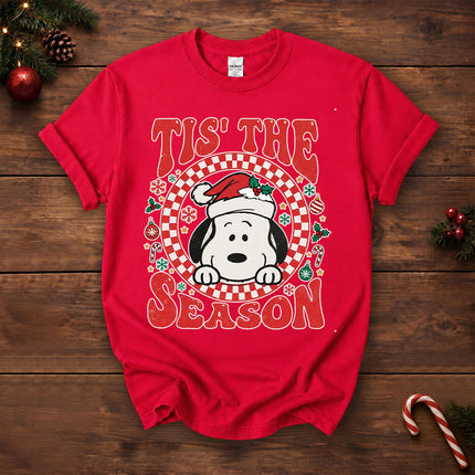 Tis The Season Christmas Retro Checkered Santa Hat T-Shirt