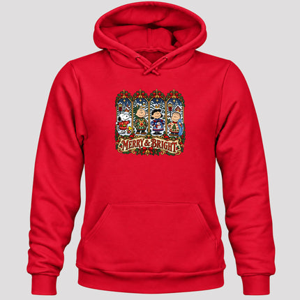 Merry and Bright Christmas Vintage Winter Village Hoodie