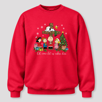 Oh Come Let Us Adore Him Christmas Cross Sweatshirt