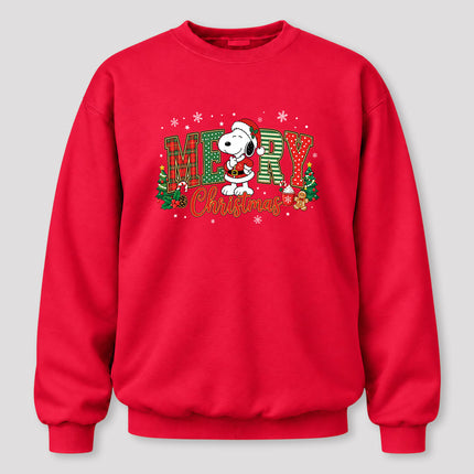 Merry Christmas Plaid Lettering Holiday Trees Sweatshirt
