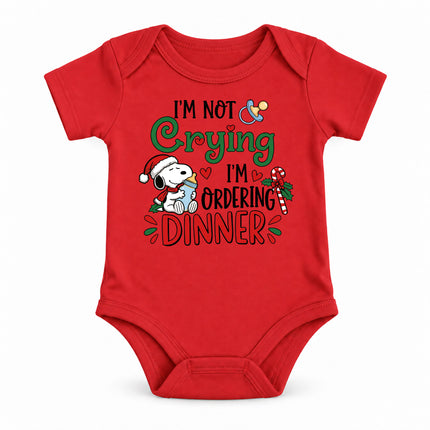 Funny Christmas I'm Not Crying I'm Ordering Dinner Baby Bodysuit