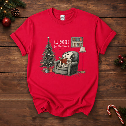 All Booked for Christmas Book Lover Cozy Reading T-Shirt