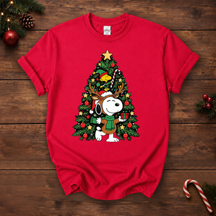 Christmas Tree Reindeer Antlers Holiday Gift T-Shirt