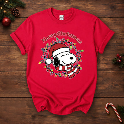 Merry Christmas Santa Hat Colorful Lights T-Shirt