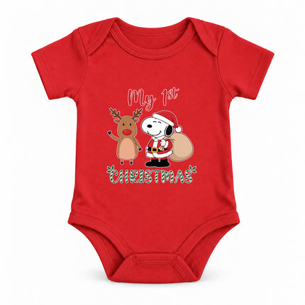 My First Christmas Reindeer Holiday Gift Sack Baby Bodysuit