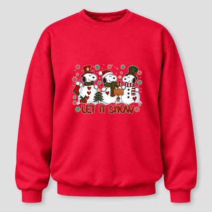 Let It Snow Christmas Snowman Trio Holiday Graphic Sweatshirt