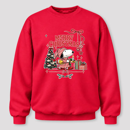 Merry Christmas Candlelight Tree Holiday Graphic Sweatshirt