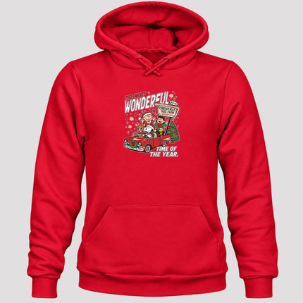Christmas Tree Farm Vintage Car Most Wonderful Time Hoodie