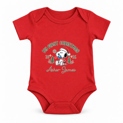 Personalized My First Christmas 2026 Custom Name Baby Bodysuit