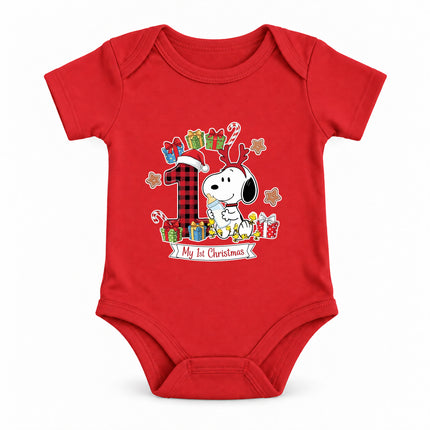 My 1st Christmas Buffalo Plaid Number One Baby Bodysuit