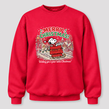Merry Christmas Snowy Village Festive Sled Sweatshirt