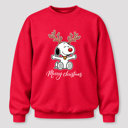 Merry Christmas Reindeer Antlers Red Nose Sweatshirt