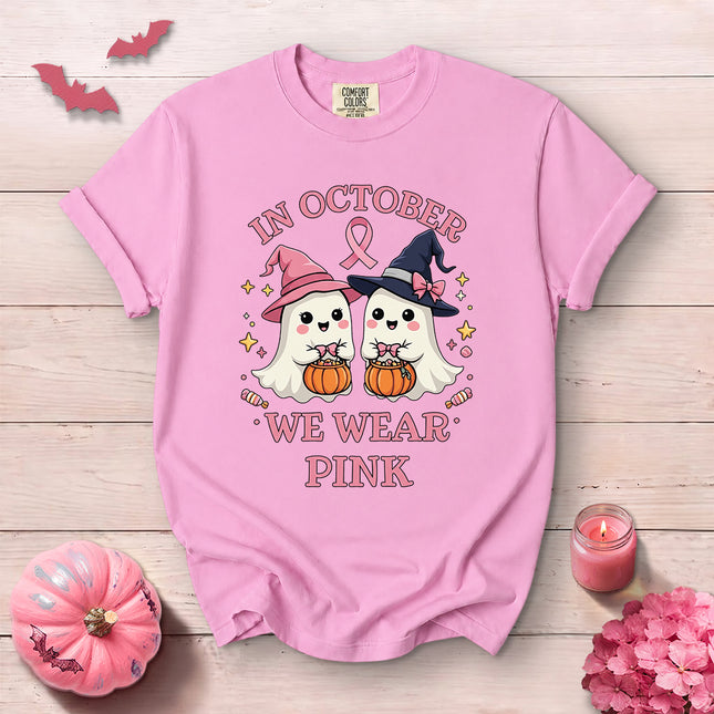 Comfort Colors Breast Cancer Awareness Halloween In October We Wear Pink T-Shirt