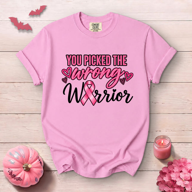 Comfort Colors Breast Cancer Awareness Wrong Warrior Pink Ribbon T-Shirt