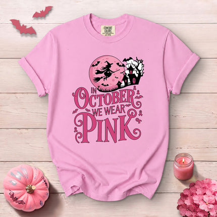 Comfort Colors Breast Cancer Awareness In October We Wear Pink Halloween T-Shirt