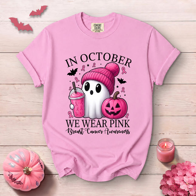 Comfort Colors Breast Cancer Awareness Pink Pumpkin October T-Shirt
