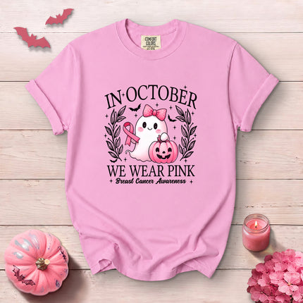 Comfort Colors Halloween Ghost Breast Cancer Awareness T-Shirt
