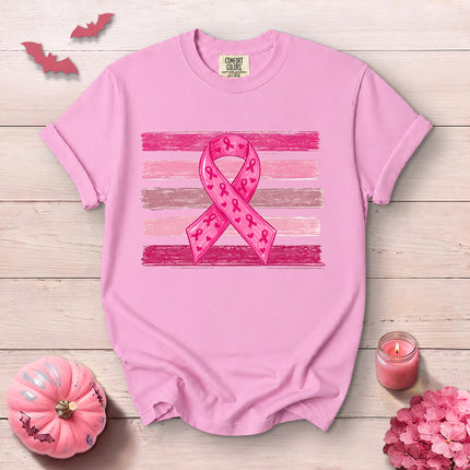 Comfort Colors Pink Ribbon Breast Cancer Awareness T-Shirt