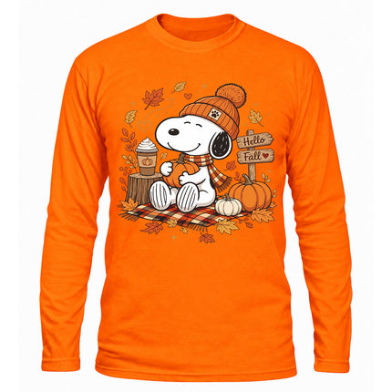 Hello Fall Pumpkin Coffee Cozy Autumn Long Sleeve T-Shirt