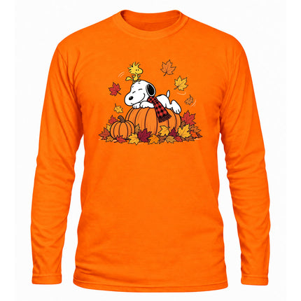 Fall Pumpkin Shirt Autumn Leaves Cozy Long Sleeve T-Shirt