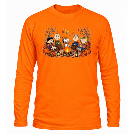 Fall Campfire Pumpkin Autumn Cozy Friends Long Sleeve T-Shirt