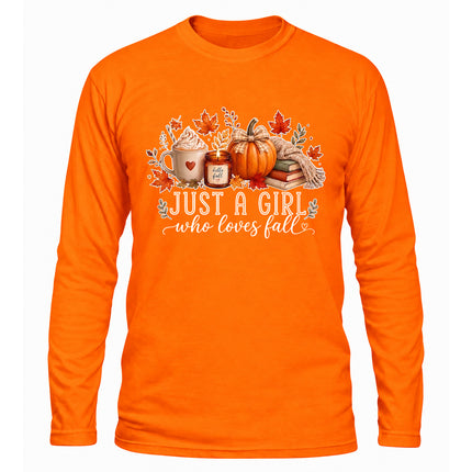 Just a Girl Who Loves Fall Pumpkin Cozy Autumn Long Sleeve T-Shirt