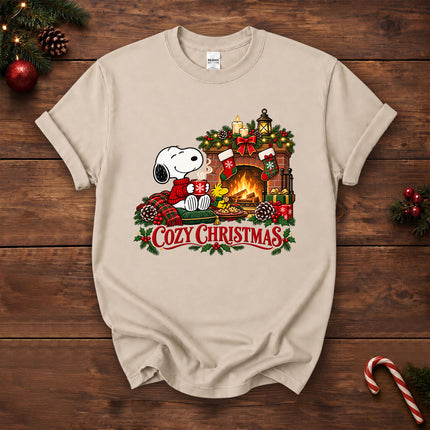 Cozy Christmas Fireplace Hot Cocoa Holiday T-Shirt