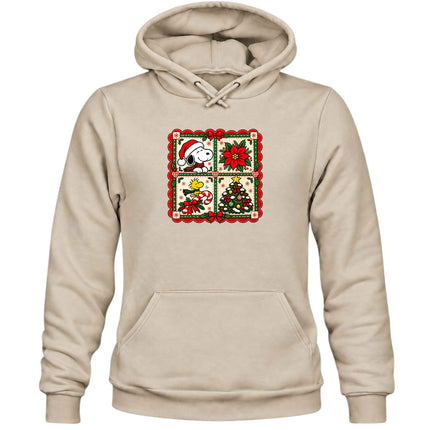 Christmas Patchwork Poinsettia Holiday Quilt Hoodie