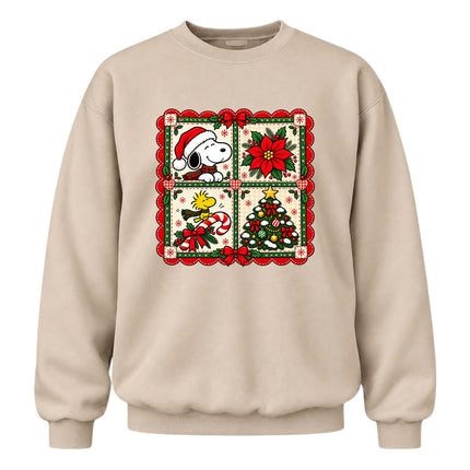 Christmas Patchwork Poinsettia Holiday Quilt Sweatshirt