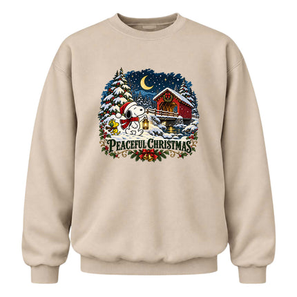 Peaceful Christmas Snowy Covered Bridge Winter Night Sweatshirt
