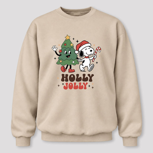 Holly Jolly Christmas Tree Candy Cane Retro Sweatshirt