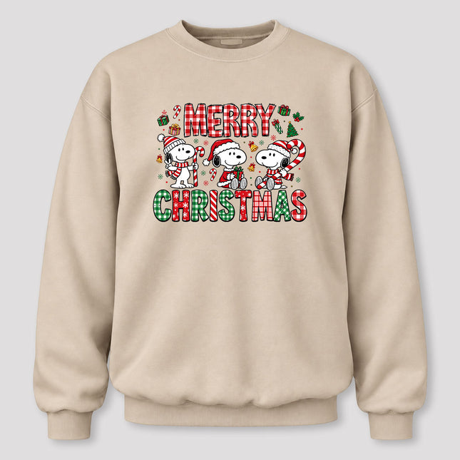 Merry Christmas Plaid Candy Cane Holiday Sweatshirt