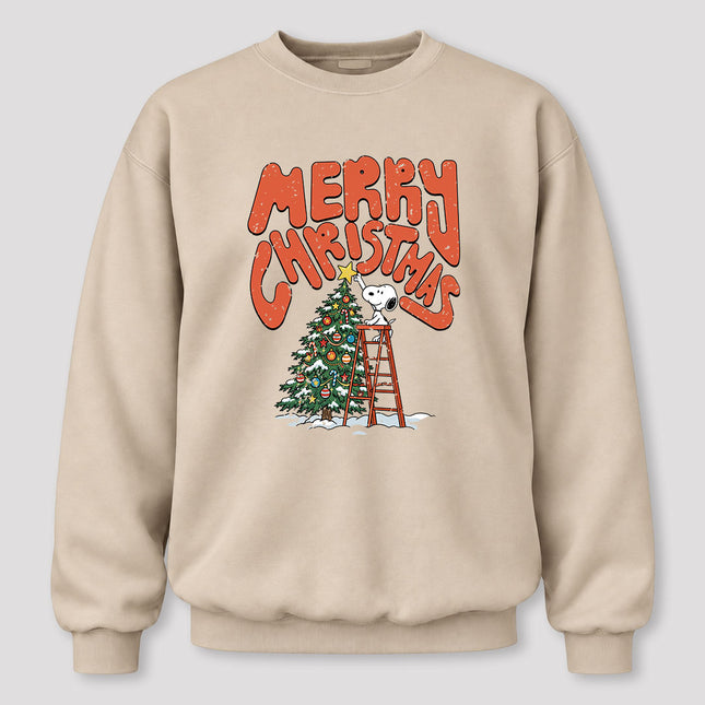 Merry Christmas Tree Decorating Retro Holiday Sweatshirt