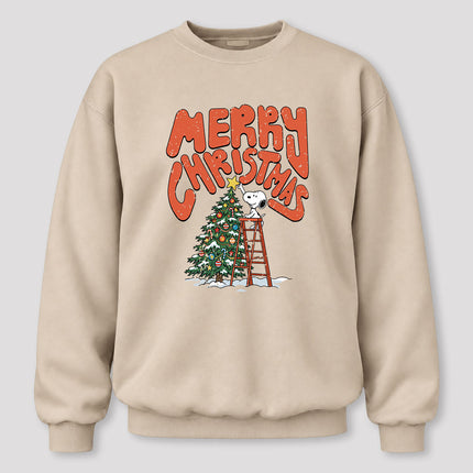 Merry Christmas Retro Tree Decorating Ash Gray Sweatshirt