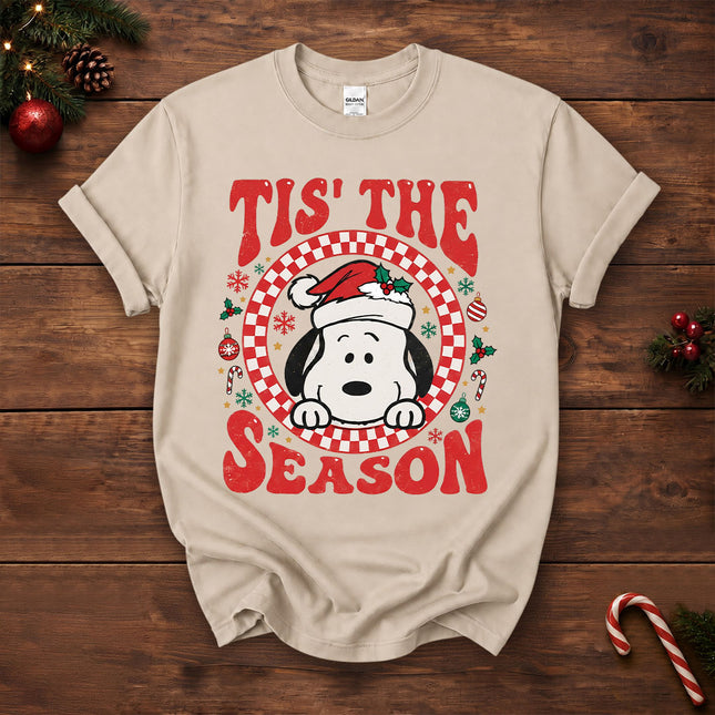 Tis The Season Christmas Retro Checkered Santa Hat T-Shirt