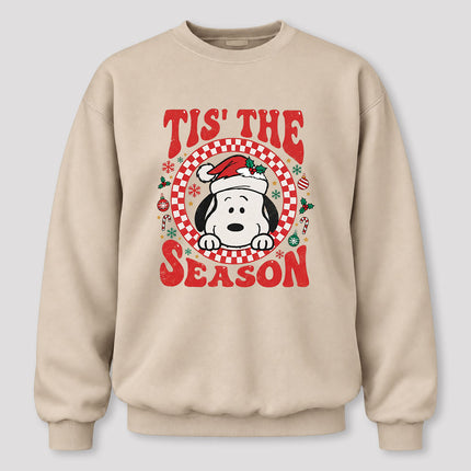 Tis The Season Christmas Retro Checkered Santa Hat Sweatshirt