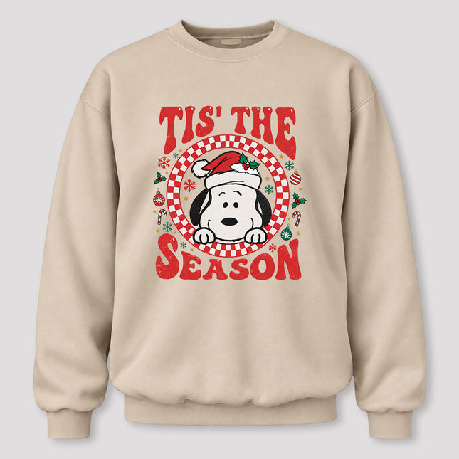 Tis The Season Christmas Retro Checkered Santa Hat Sweatshirt