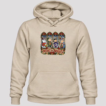 Merry and Bright Christmas Vintage Winter Village Hoodie